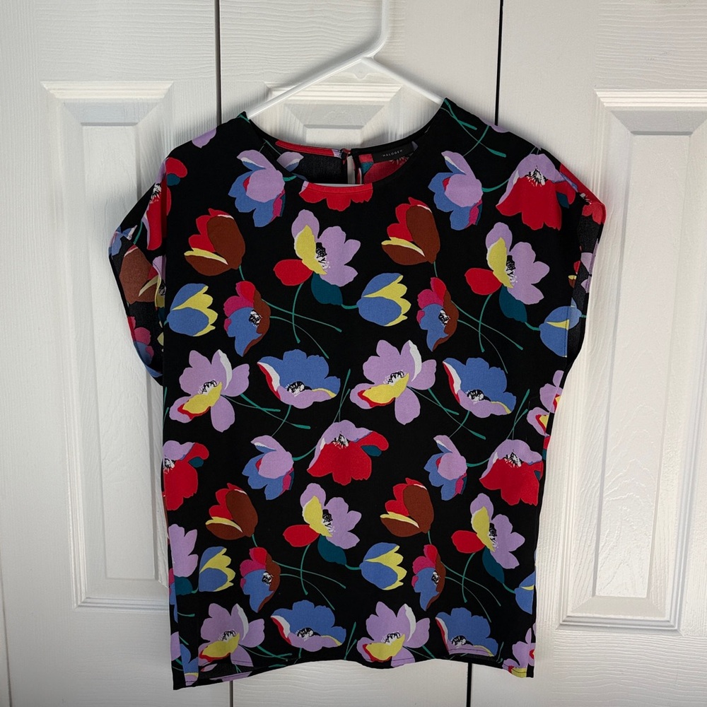 Halogen Floral Top - Black and Multicolor